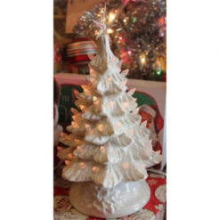 White Ceramic Lighted Christmas Tree 12" 5 White Ceramic Lighted Christmas Tree 12" -Christmas Decorations Shop apiistxdw 22774.1646091919