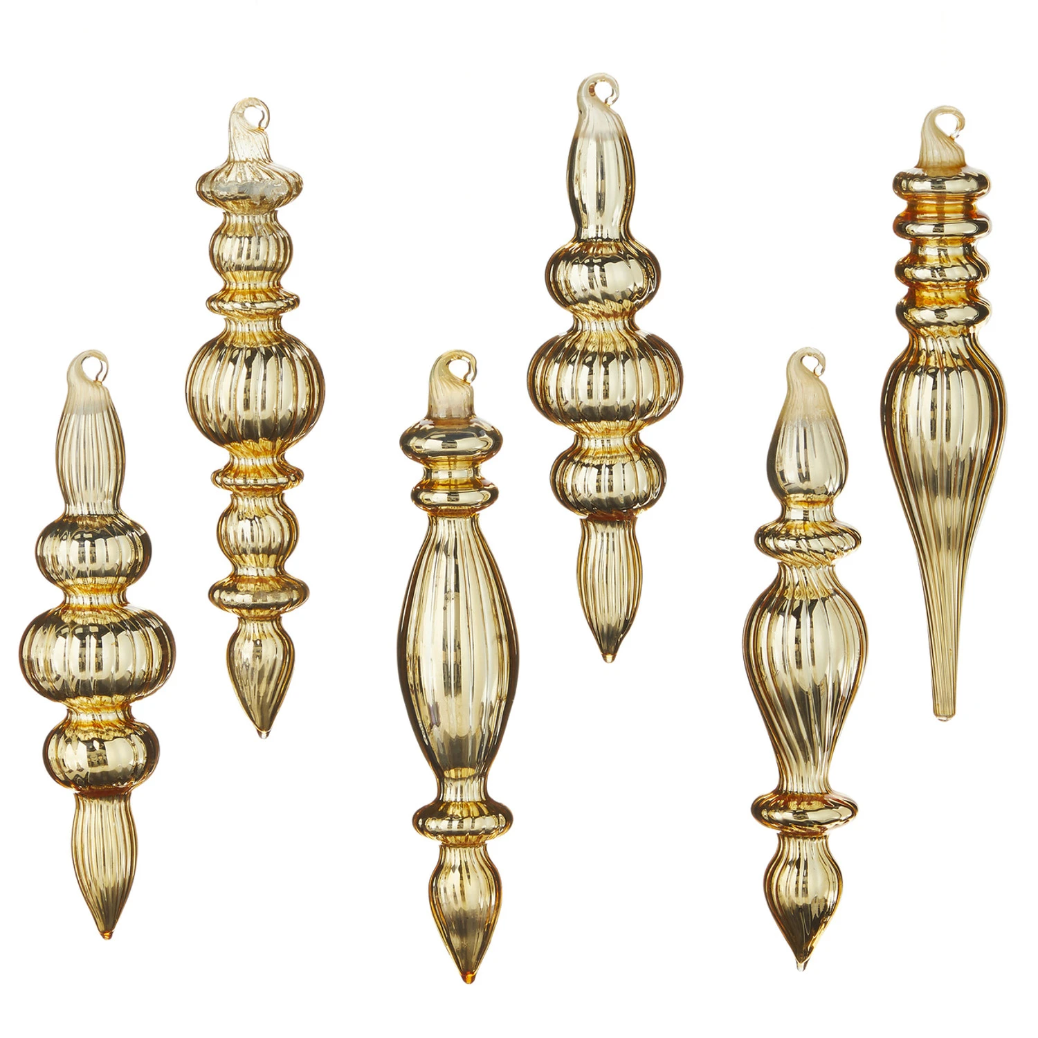 Raz 6.5" Box Of Gold Finial Glass Christmas Ornaments 4122829 2 Raz 6.5" Box Of Gold Finial Glass Christmas Ornaments 4122829 - Image 2