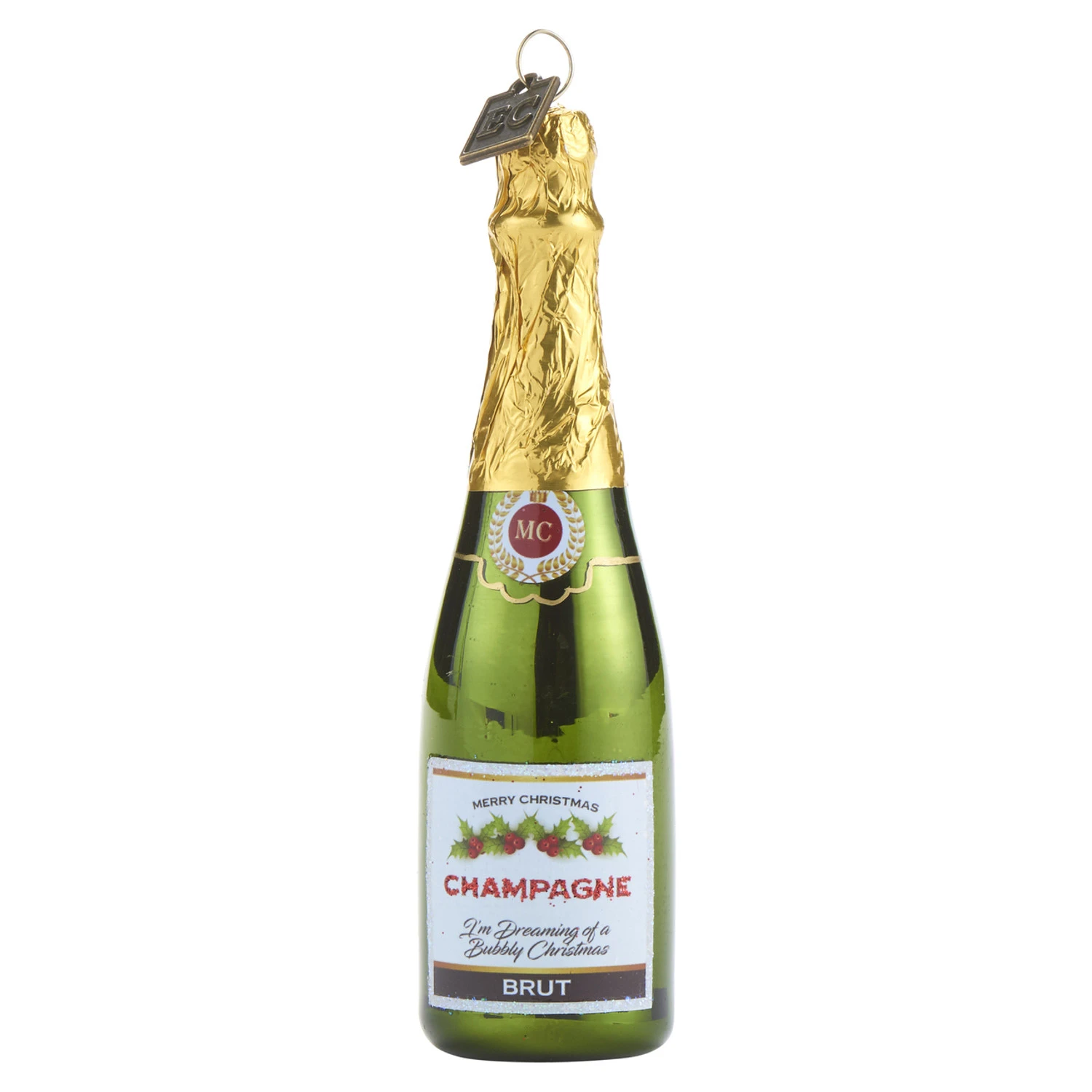 Raz 5" Eric Cortina Merry Christmas Champagne Bottle Glass Ornament 4053159 2 Raz 5" Eric Cortina Merry Christmas Champagne Bottle Glass Ornament 4053159 - Image 2