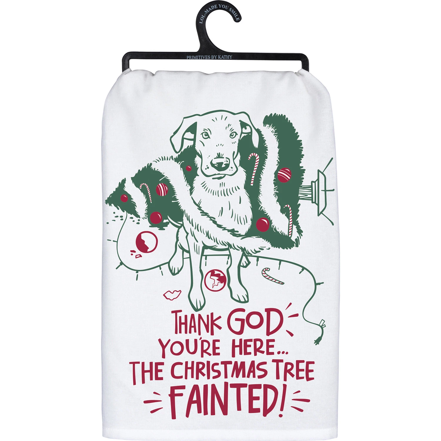 Primitives By Kathy The Tree Fainted Dog Christmas Tree Dish Towel 109663 1 Primitives By Kathy The Tree Fainted Dog Christmas Tree Dish Towel 109663