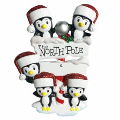 Penguin Family Of 5 At The North Pole Personalized Christmas Ornament OR1739-5 -Christmas Decorations Shop apim3oh9a 88930.1646091875