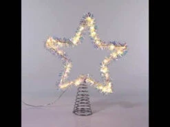Kurt Adler 12.2" LED Lighted Warm White Silver Tinsel Star Christmas Tree Topper AD1022WW -Christmas Decorations Shop apimhewlu 45772.1646091915
