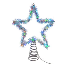 Kurt Adler 12.2" LED Lighted Silver Tinsel Star Christmas Tree Topper AD1022RGB -Christmas Decorations Shop apimno6cw 61510.1646091913