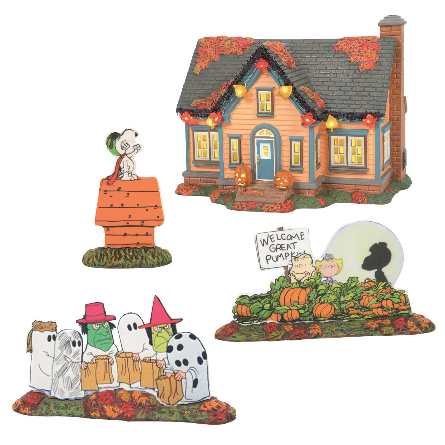 Department 56 Peanuts Halloween Village Trick Or Treat Lane Village Set 6007640 1 Department 56 Peanuts Halloween Village Trick Or Treat Lane Village Set 6007640