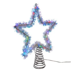 Kurt Adler 12.2" LED Lighted Silver Tinsel Star Christmas Tree Topper AD1022RGB -Christmas Decorations Shop apio1tds8 83097.1646091916