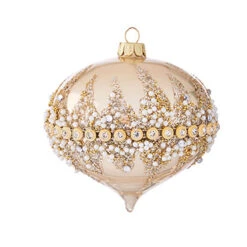 Raz 6" Gold Beaded Glass Christmas Ornament 4022874 -Christmas Decorations Shop apio92cyc 30977.1646091885
