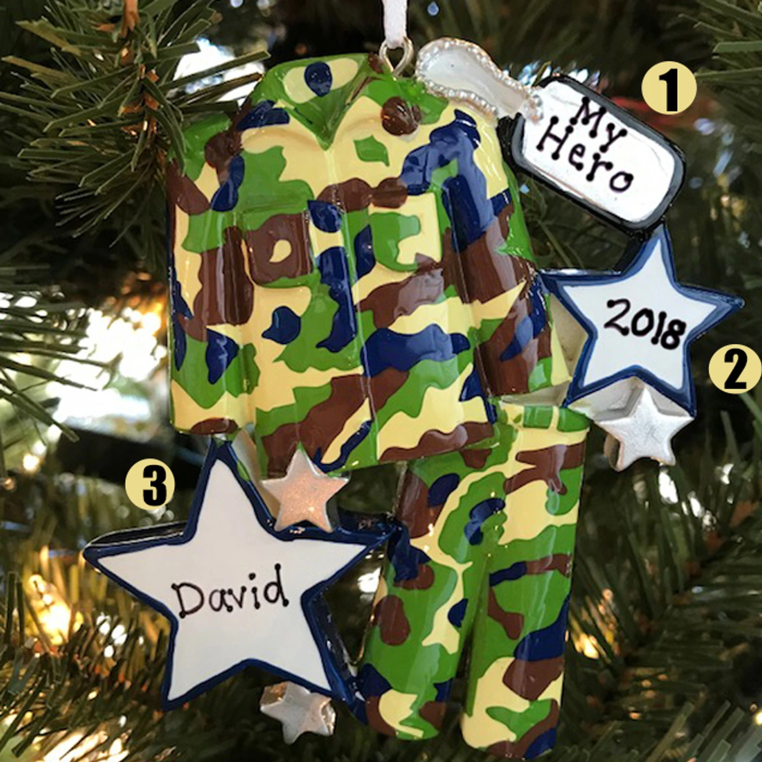 Armed Services Camo Army Uniform Personalized Christmas Ornament 2 Armed Services Camo Army Uniform Personalized Christmas Ornament - Image 2
