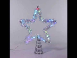 Kurt Adler 12.2" LED Lighted Silver Tinsel Star Christmas Tree Topper AD1022RGB -Christmas Decorations Shop apisk67gi 83803.1646091914