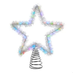 Kurt Adler 12.2" LED Lighted Silver Tinsel Star Christmas Tree Topper AD1022RGB -Christmas Decorations Shop apitbysg5 09804.1646091912