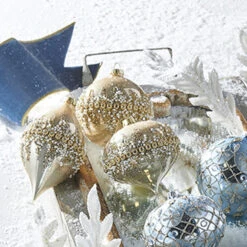 Raz 6" Gold Beaded Glass Christmas Ornament 4022874