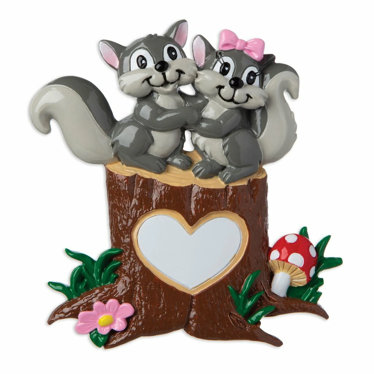 Squirrel Couple On Tree Trunk With Heart Personalized Christmas Ornament OR1890-SQ 3 Squirrel Couple On Tree Trunk With Heart Personalized Christmas Ornament OR1890-SQ - Image 3