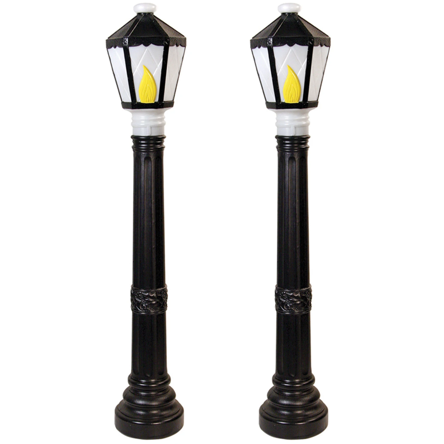 Set Of 2 Black Lamp Post Lighted Christmas Blow MoldsC5051 1 Set Of 2 Black Lamp Post Lighted Christmas Blow MoldsC5051