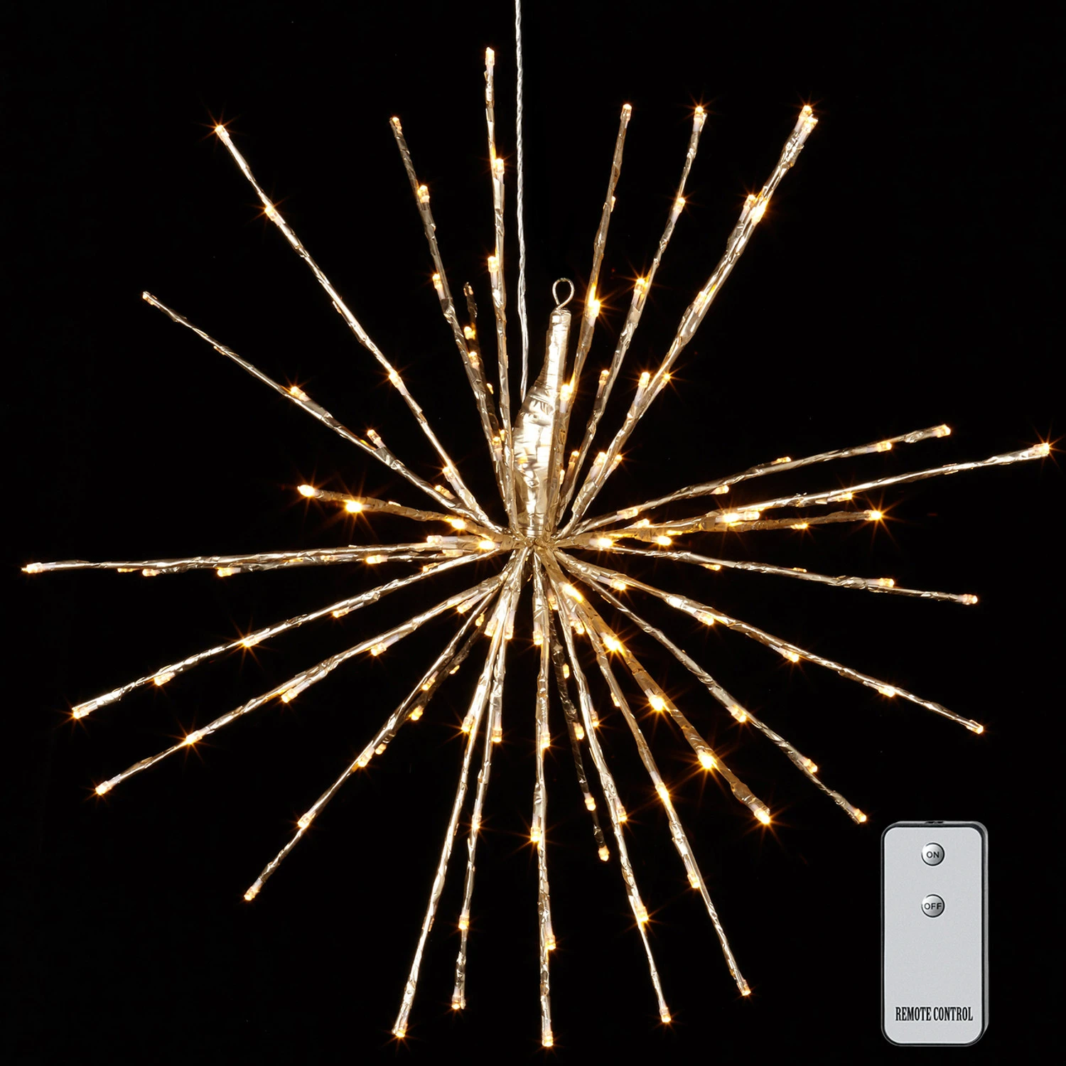 Raz 17", 23", Or 27.5" Gold LED Lighted Starburst With Remote Christmas Decorations 5 Raz 17", 23", Or 27.5" Gold LED Lighted Starburst With Remote Christmas Decorations - Image 5
