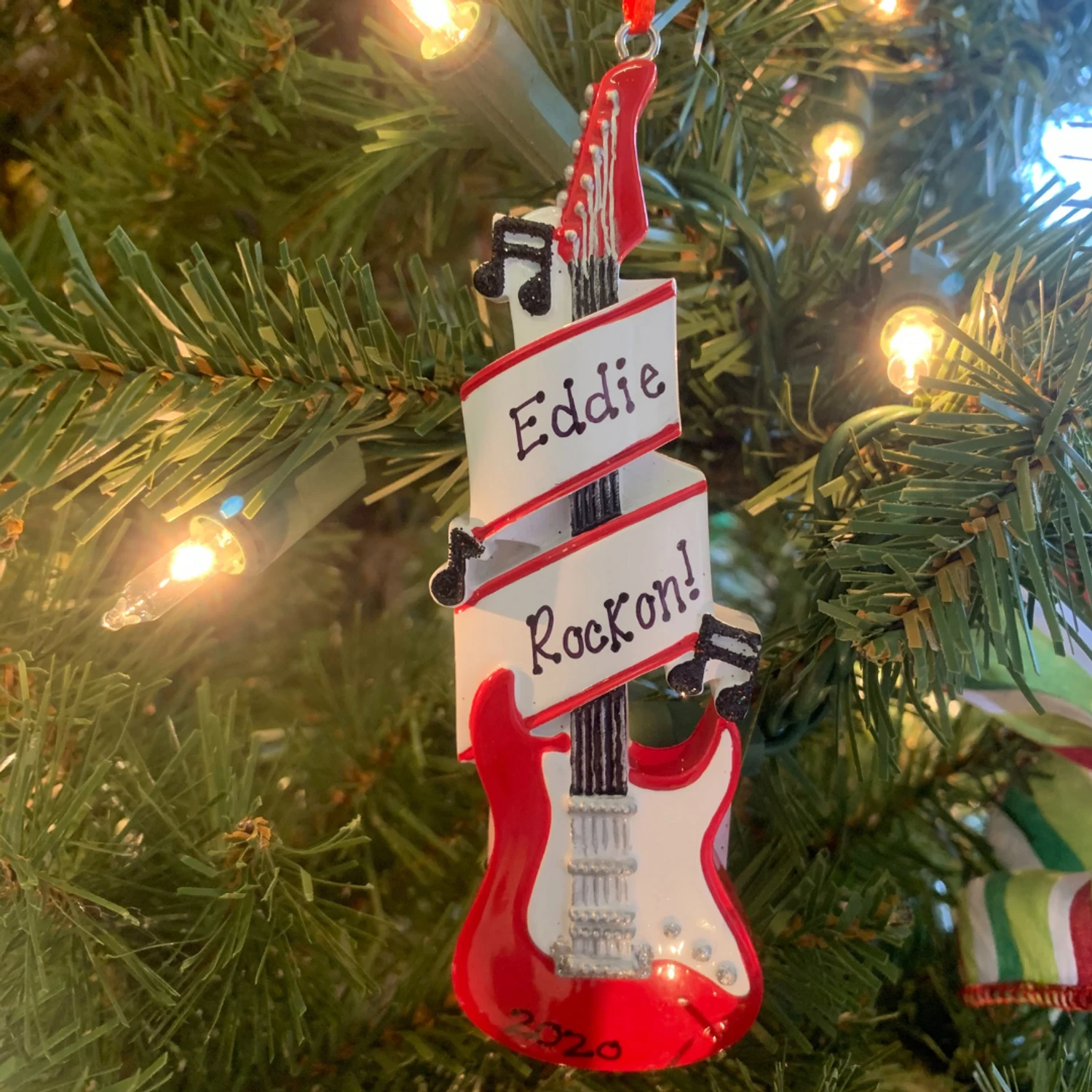 Red Electric Guitar Personalized Christmas Ornament OR1966 2 Red Electric Guitar Personalized Christmas Ornament OR1966 - Image 2
