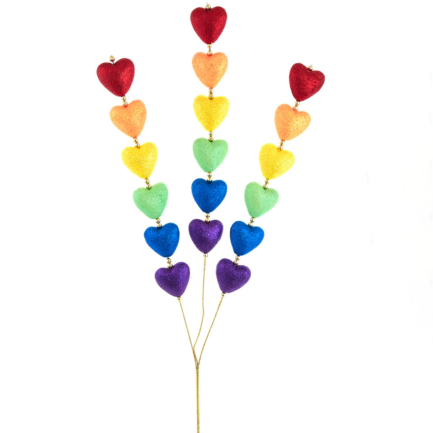 Kurt Adler 29.5" Rainbow Pride Glittered Heart Christmas Tree Spray C4932 1 Kurt Adler 29.5" Rainbow Pride Glittered Heart Christmas Tree Spray C4932
