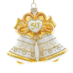 Kurt Adler 4.5" Noble Gems "50th Anniversary" Bell Glass Christmas Ornament NBX0107