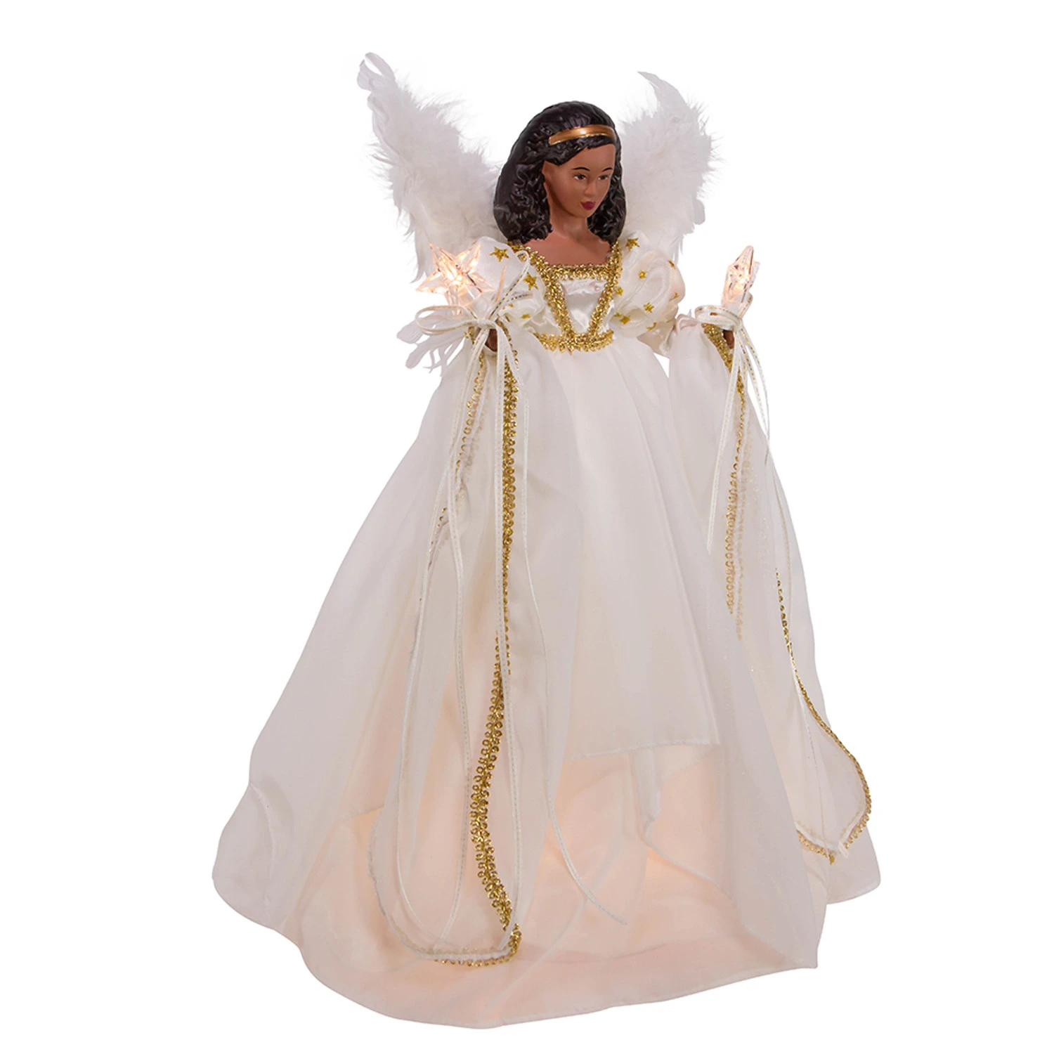 Kurt Adler 12" UL 10-Light African American Ivory And Gold Christmas Tree Topper UL2230 5 Kurt Adler 12" UL 10-Light African American Ivory And Gold Christmas Tree Topper UL2230 - Image 5