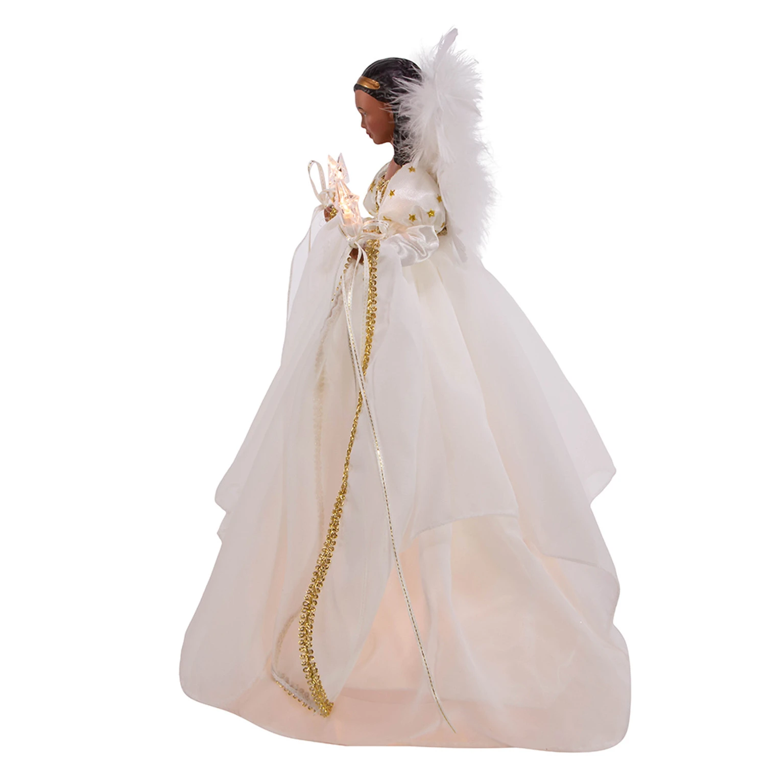 Kurt Adler 12" UL 10-Light African American Ivory And Gold Christmas Tree Topper UL2230 2 Kurt Adler 12" UL 10-Light African American Ivory And Gold Christmas Tree Topper UL2230 - Image 2