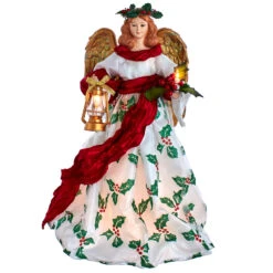 Kurt Adler 16" Pre-Lit Holiday Formal Angel Tree Topper UL2240